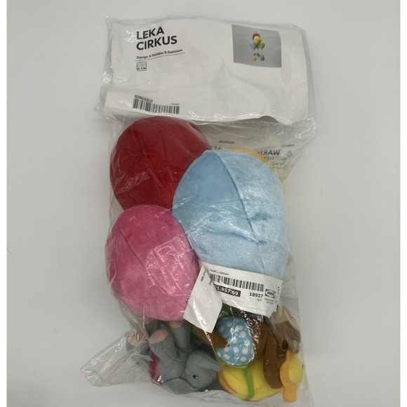 New Ikea Plush Balloon Mobile W Animals Leka Cirkus Circus Elephant Lion Monkey - Picture 2 of 8